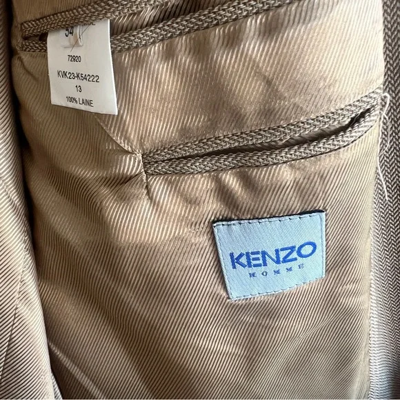 Kenzo Men Blazer Tan Made  in France 100% Wool Designer Size 54 - Picture 10 of 12